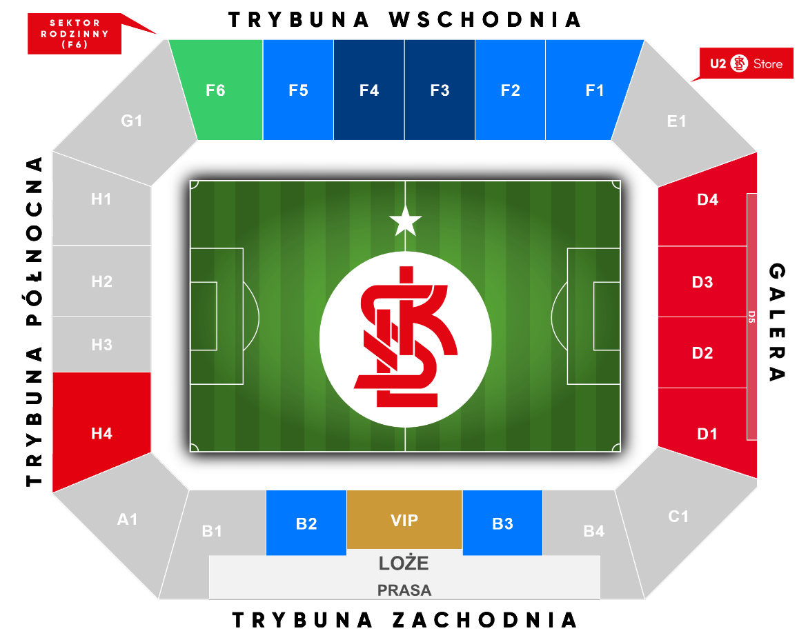 Plan stadionu ŁKS Łódź
